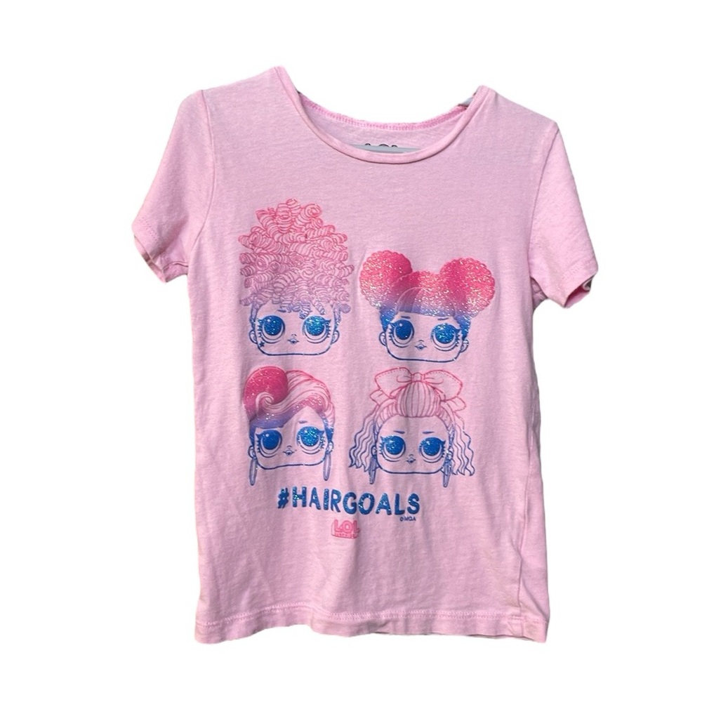 LOL SURPRISE UGC Sz 6/6x Pink Hair Goals short sleeve t-shirt blue girls